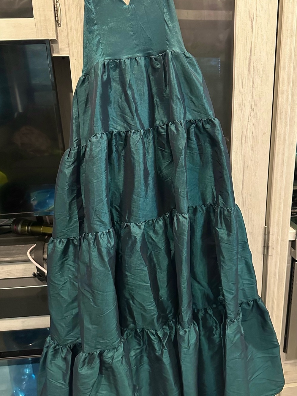 Fashion Nova Teal Tiered A-Line Maxi Skirt